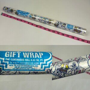 Vtg Roll of Transparent Designer Series Gift Wrap Easter Bunny Rabbit‎ Cute READ